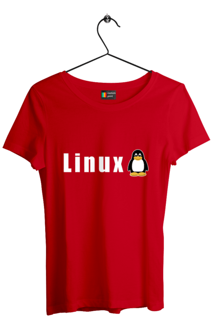 Women`s t-shirt with prints Linux. Administrator, availability, commercial, free, freedom, independence, is free, it, it specialist, linux, operating system, os, penguin, programmer, server, software, sysadmin, sysop, system, system administrator, text, white. 2070702