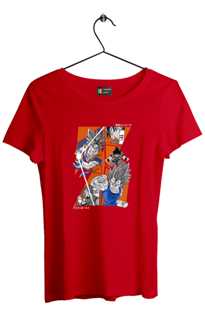 Women's t-shirt with prints Dragon Ball. Anime, dragon ball, goku, manga, tv series, vegeta. 2070702