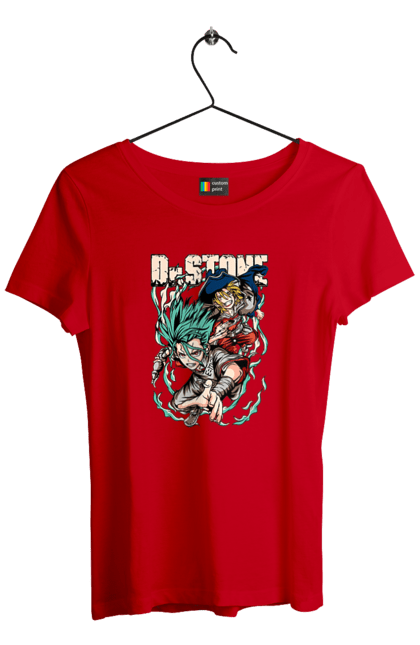 Women's t-shirt with prints Dr. Stone Senku and Ryuusui. Anime, dr. stone, ishigami, manga, ryuusui, ryuusui nanami, senku, senku ishigami. 2070702