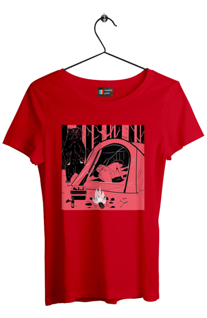 Women`s t-shirt with prints 69 In The Tent. 69, bear, forest, sex, tent. 2070702