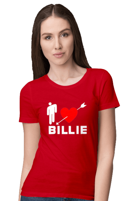 Футболка жіноча з принтом "Біллі Айліш". Біллі айліш, логотип біллі айліш, принт біллі айліш, співачка біллі айліш. 2070702