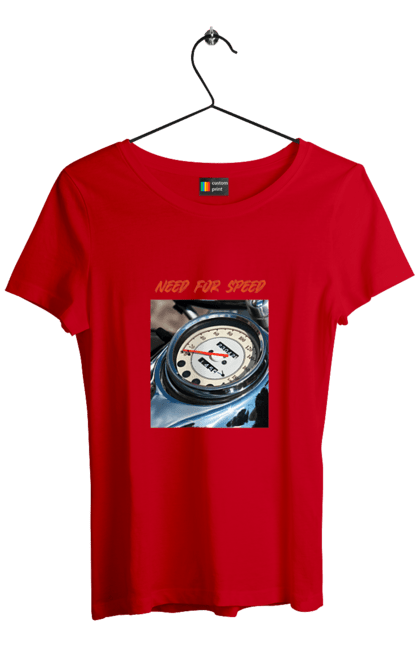 Футболка жіноча з принтом "Мото 3". Байкер, дорогая, мотоцикл, ретро, скорость, спидометр, стиль жизни. 2070702