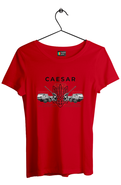 Футболка жіноча з принтом "Caesar". Caesar, himars, залужний, зброя. 2070702
