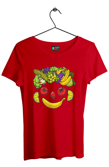 Women`s t-shirt with prints Hls Smile. Healthy, smile, vegetable. 2070702