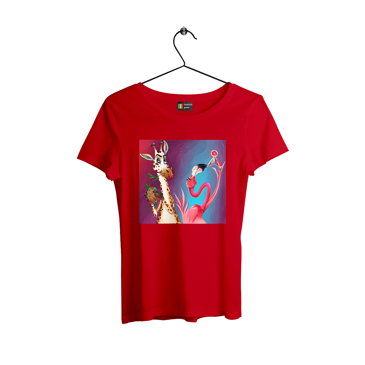 Giraffe And Flamingo At The Party