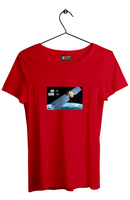 Women`s t-shirt with prints Comsos for donations. Army assistance, back, cards, companion for donations, fiction, russian cunt, space, war, win. 2070702