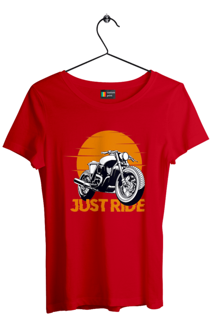 Women`s t-shirt with prints Motorcycle, Just Go. Motorbike, riding, road. 2070702