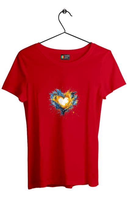 Футболка жіноча з принтом "Серце патріота". Патріотичне, прапор україни, серце, україна, українська символіка, українське. 2070702
