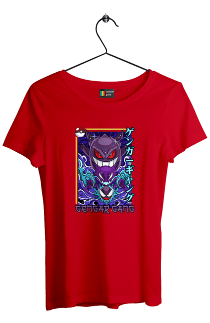 Women's t-shirt with prints Pokemon Gengar. Anime, fushigibana, games, gengar, nintendo, pokemon, pokemon go. 2070702