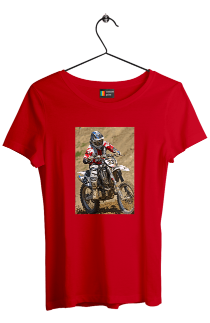 Women`s t-shirt with prints MOTOR RACER. Athlete, moto, motor racer, motorbike, sport. 2070702