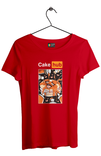 Футболка жіноча з принтом "Кейк Хаб". Брутальна, гумор, кейк хаб, порн хаб, прикол. 2070702
