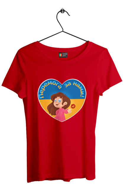 Футболка жіноча з принтом "Перемога за нами". Im ukrainian, бавовна, війна, герб, доброго вечора, зсу, перемога за нами, прапор україни, русский корабль, україна. 2070702