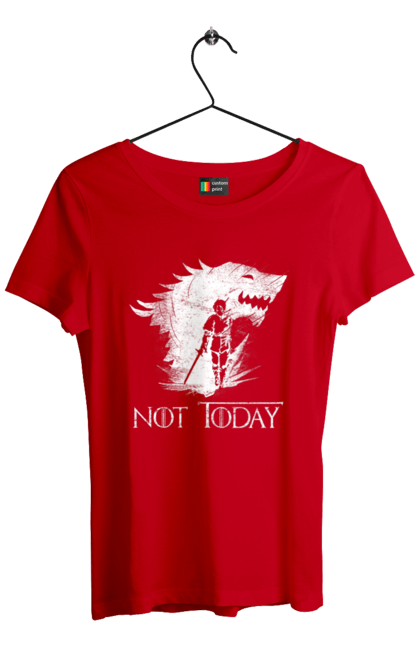 Women's t-shirt with prints Game of Thrones Arya. Arya, game, got, not today, stark, starks, thrones, tv show, wolf, wolves. 2070702