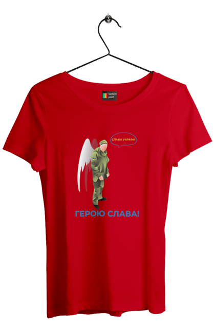 Футболка жіноча з принтом "Герою Слава". Герою слава, героям слава, пам`ять, русофобія недостатня, слава україні. 2070702
