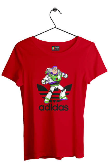 Футболка жіноча з принтом "Adidas Базз Лайтер". Adidas, buzz lightyear, toy story, адідас, базз лайтер, історія іграшок, мультфільм. 2070702