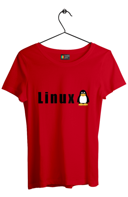 Women`s t-shirt with prints Linux. Administrator, availability, black, commercial, free, freedom, independence, is free, it, it specialist, linux, operating system, os, penguin, programmer, server, software, sysadmin, sysop, system, system administrator, text. 2070702