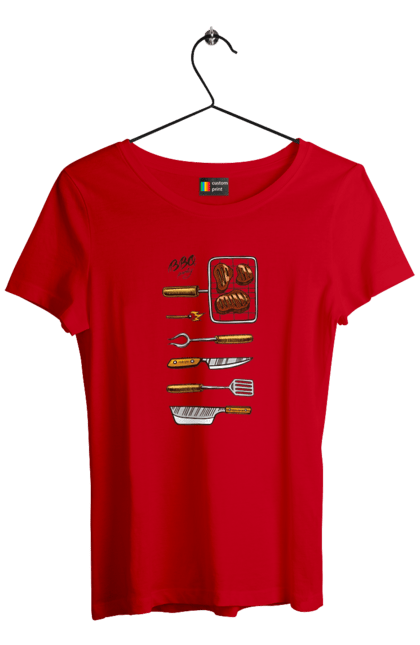 Women`s t-shirt with prints Barbecue Party. B-b-q, fry, meat. 2070702