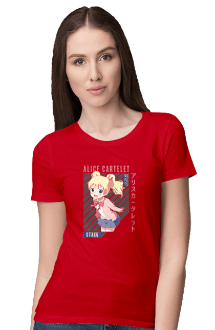 Футболка жіноча з принтом "Золота мозаїка Аліса Картелет". Alice cartelet, anime, kiniro mosaic, kinmoza, manga, аліса, аліса картелет, аніме, золота мозаїка, манга. 2070702