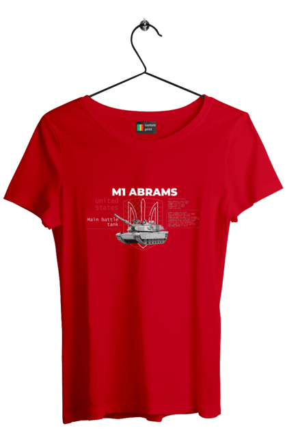 Women`s t-shirt with prints M1 Abrams. Abrams, industrious, m1 abrams, tank, weapon. 2070702