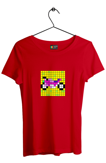 Women`s t-shirt with prints Pixel Bike. Bike, bright, color, motorcycle, pixel. 2070702