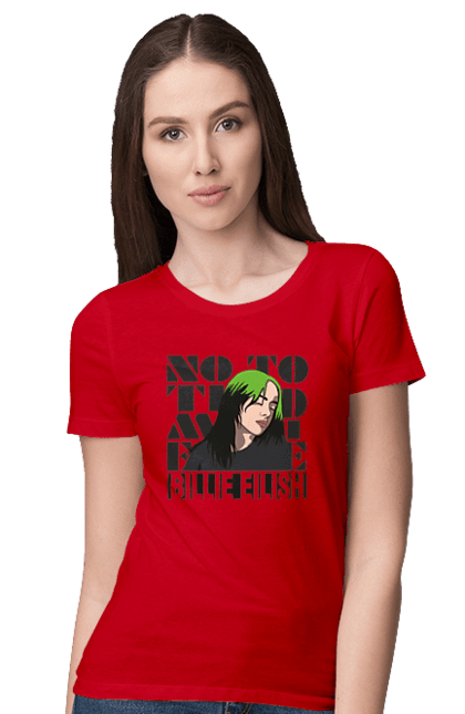 Футболка жіноча з принтом "Біллі Айліш". Біллі айліш, логотип біллі айліш, принт біллі айліш, співачка біллі айліш. 2070702