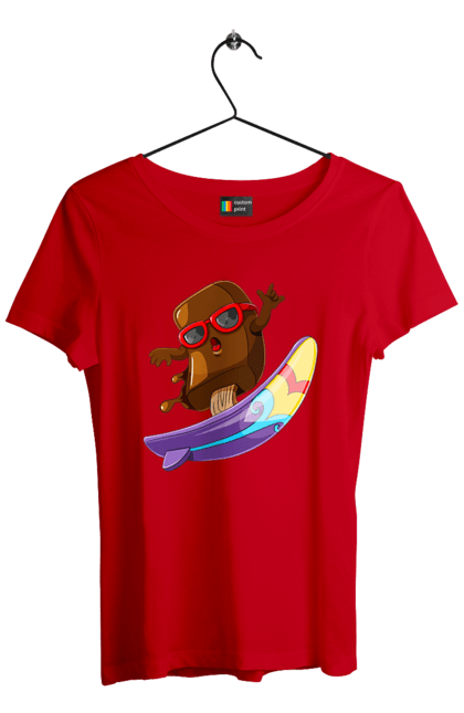 Футболка женская с принтом Мороженко На Серфе. Лето, мороженое, очки, серфинг. 2070702