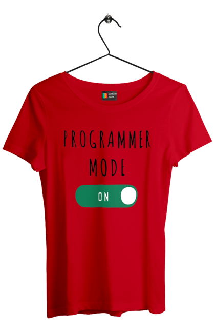 Футболка жіноча з принтом "Режим програміста". Айті, айтішник, для айтішника, для програміста, подарунок айтішнику, подарунок програмісту, програміст, режим програміста, розробник. 2070702