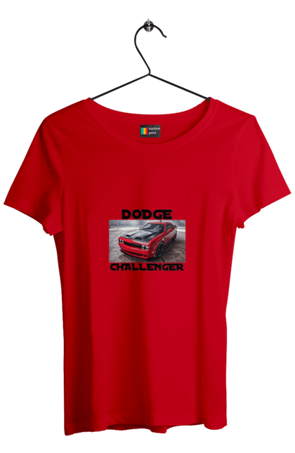Women`s t-shirt with prints Dodge challenger. An american legend, auto, car, classic car, cult car, dodge challenger, oil car, powerful car. 2070702