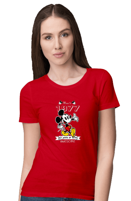 Футболка женская с принтом Микки Маус. Mickey mouse, дисней, микки, микки маус, мультфильм. 2070702