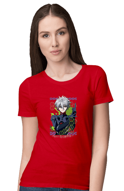 Футболка жіноча з принтом "Євангеліон Каору". Kaworu, kaworu nagisa, neon genesis evangelion, nerv, аніме, єва, євангеліон, каору, каору наґіса, манга. 2070702