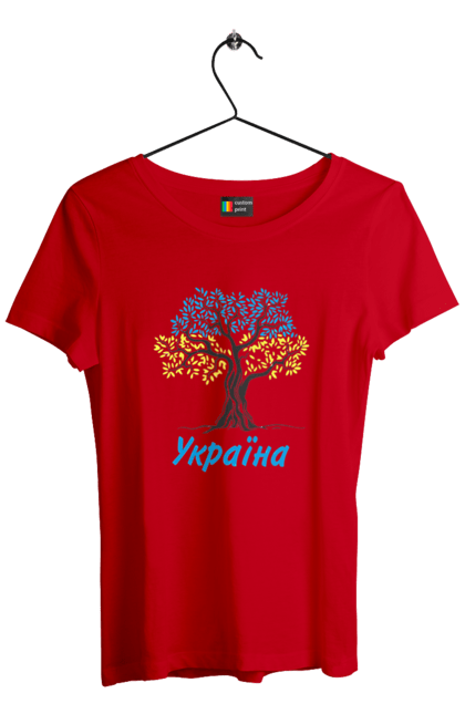 Футболка жіноча з принтом "Синьо жовте дерево Україна". Дерево україна, символ україни, синьо жовте дерево, україна, українська символіка. 2070702