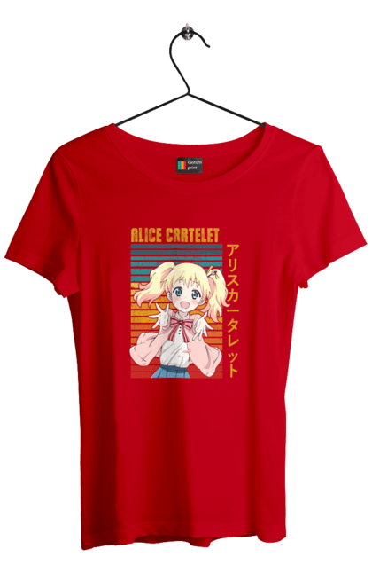 Футболка жіноча з принтом "Золота мозаїка Аліса Картелет". Alice cartelet, anime, kiniro mosaic, kinmoza, manga, аліса, аліса картелет, аніме, золота мозаїка, манга. 2070702