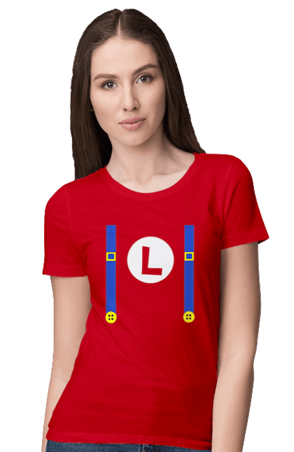 Women's t-shirt with prints Luigi Mario. Brother, character, game, mario, mario bros, nintendo. 2070702