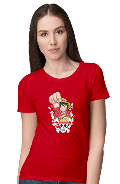 Women's t-shirt with prints One Piece Luffy. Anime, luffy, manga, monkey de luffy, one piece, pirates. 2070702