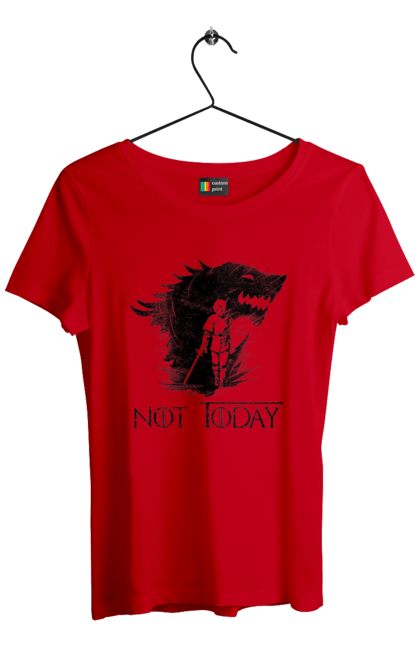 Women's t-shirt with prints Game of Thrones Arya. Arya, game, got, not today, stark, starks, thrones, tv show, wolf, wolves. 2070702