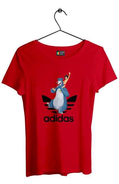 Футболка жіноча з принтом "Adidas Мауглі". Adidas, mowgli, адідас, книга, книга джунглів, мауглі, мультфільм. 2070702