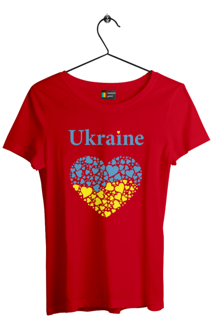 Футболка жіноча з принтом "Ukraine Heart". Прапор, серце, україна. 2070702
