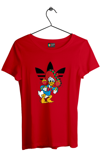 Футболка жіноча з принтом "Adidas Дональд Дак". Adidas, daisy duck, donald duck, адідас, дейзі дак, дональд дак, мультсеріал, мультфільм. 2070702