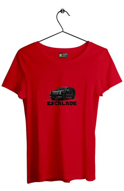 Футболка жіноча з принтом "Каділак". Автомобіль, бізнес клас, джип, ескалада, каділак, машина, позашляховик. 2070702