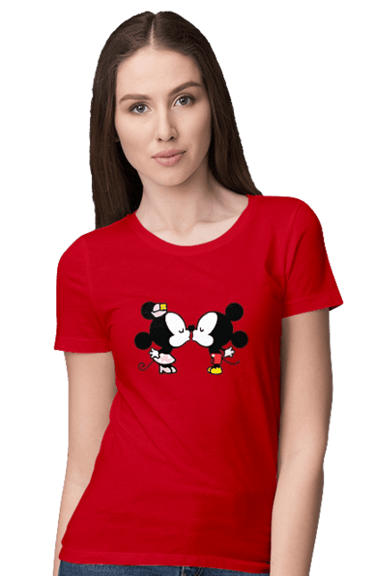 Футболка женская с принтом 38. Mickey mouse, minnie mouse, дисней, микки, микки маус, минни маус, мультфильм. 2070702