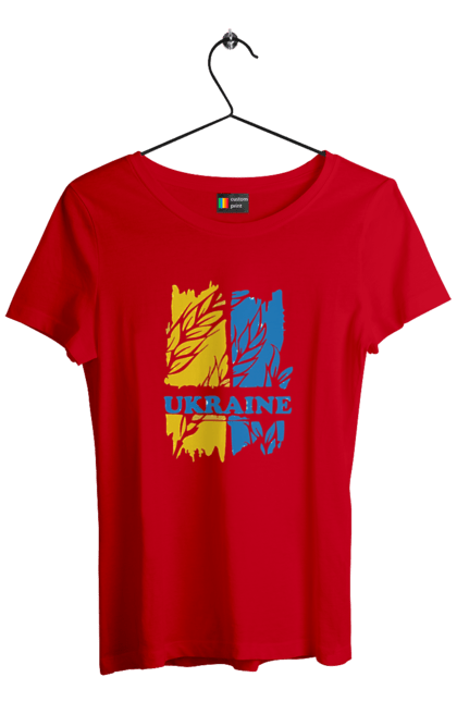 Футболка жіноча з принтом "Україна колоски пшениці". Колоски пшениці, символ україни, україна, україна колоски пшениці, українська символіка. 2070702
