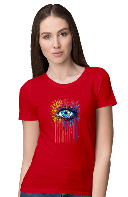 Women`s t-shirt with prints Colorful Flowing Eye. Eye, paints. 2070702