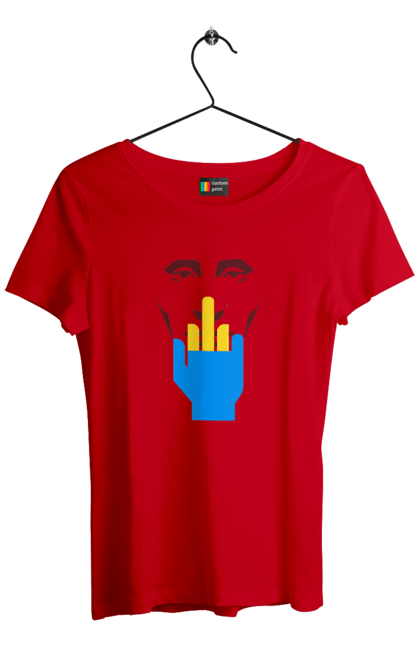 Футболка жіноча з принтом "Путін Хуйло". Все, голова путіна, доброго вечора, йди нахуй, мертвий москаль, москалі, орки, путін хуйло, російський військовий, середній палець. 2070702