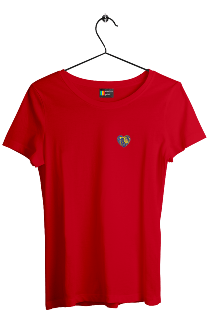 Футболка жіноча з принтом "Серця незламних". Жрвто синій, незламні, серце, символіка, україна. 2070702