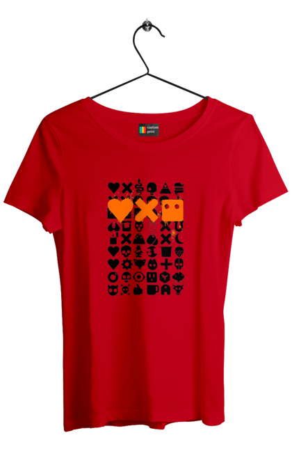 Women`s t-shirt with prints Robotization. Code, life of robots, love cars, love robots, machine code, robot, robotic love, work and love, work in life. 2070702