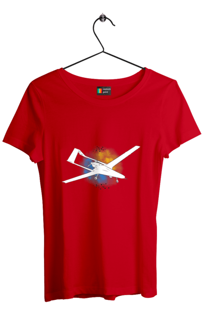 Футболка жіноча з принтом "Товариш байрактар". Акварель, байрактар, небо, славаукраїні, україна. 2070702