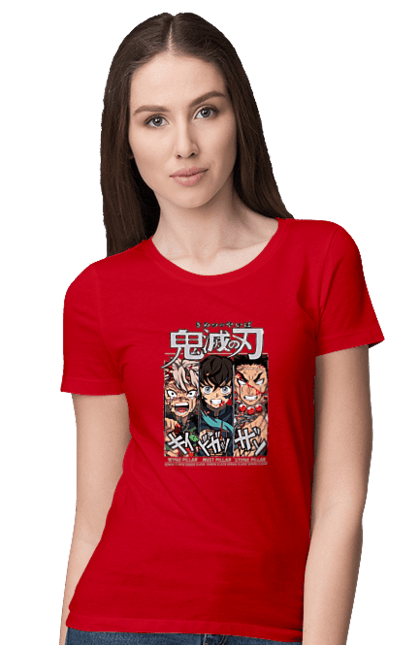 Women's t-shirt with prints Demon Slayer Sanemi Muichiro Gyomei. Anime, demon slayer, gyomei, himejima, kimetsu no yaiba, manga, muichiro, sanemi. 2070702