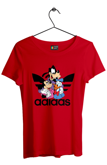 Футболка жіноча з принтом "Adidas Міккі Маус". Adidas, mickey mouse, адідас, дісней, міккі, міккі маус, мультфільм. 2070702