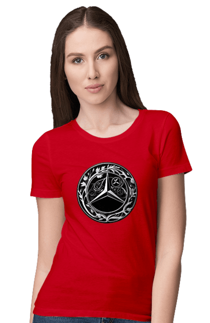 Women`s t-shirt with prints Mercedes Benz Logo Art. Avto, cars, mercedes, mercedes-benz, mercedes-benz logo. 2070702