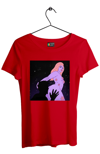 Футболка жіноча з принтом "Фіолетова Дівчина". Дівчина, тіло. 2070702